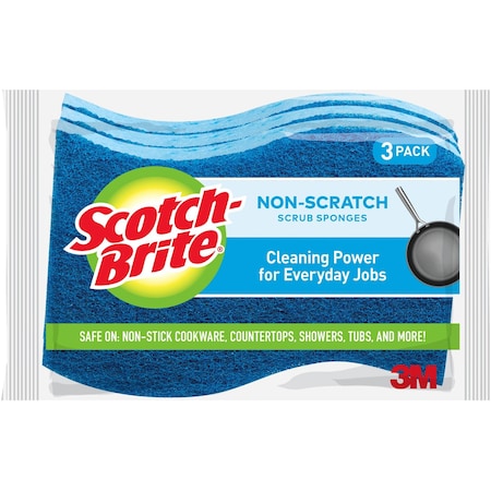 Scotch-Brite Multipurpose Scrub Sponge, 4-1/2"x2-3/4", , Blue, PK 3 MMMMP3